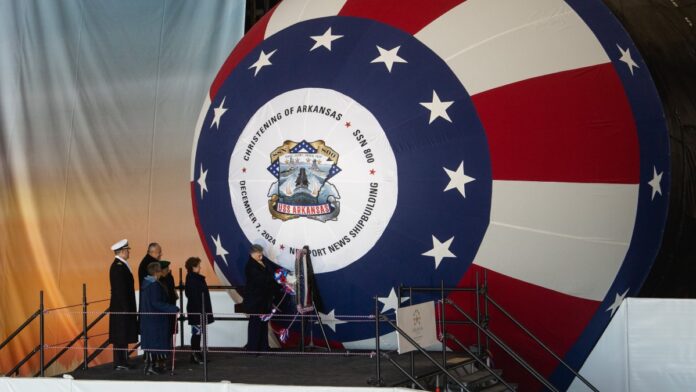 HII christens Virginia-Class attack submarine Arkansas (SSN 800)